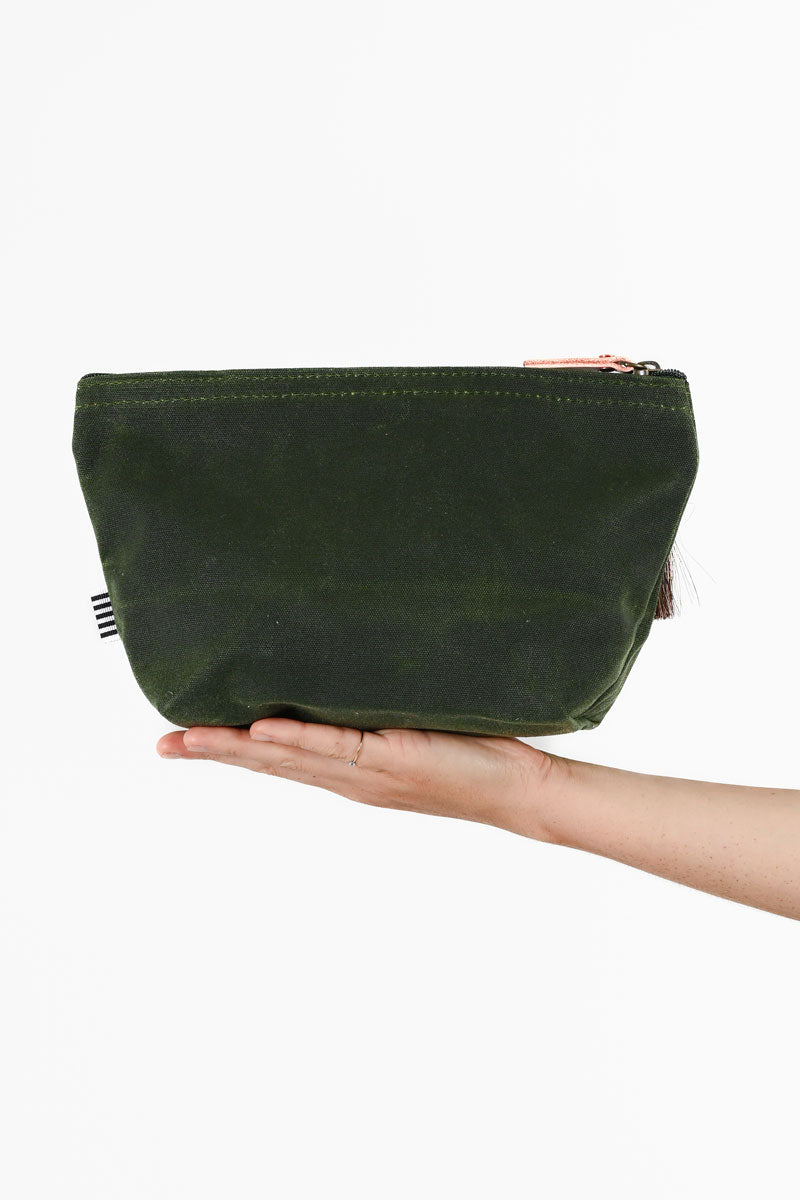 Olive Waxed Canvas Pouch | Green Canvas Pouch