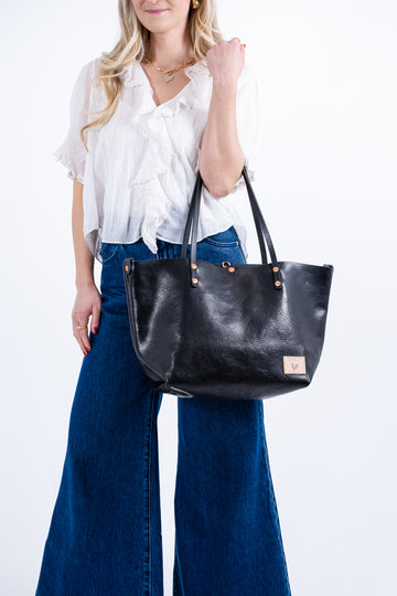 Black Luxe Leather Perfect Tote