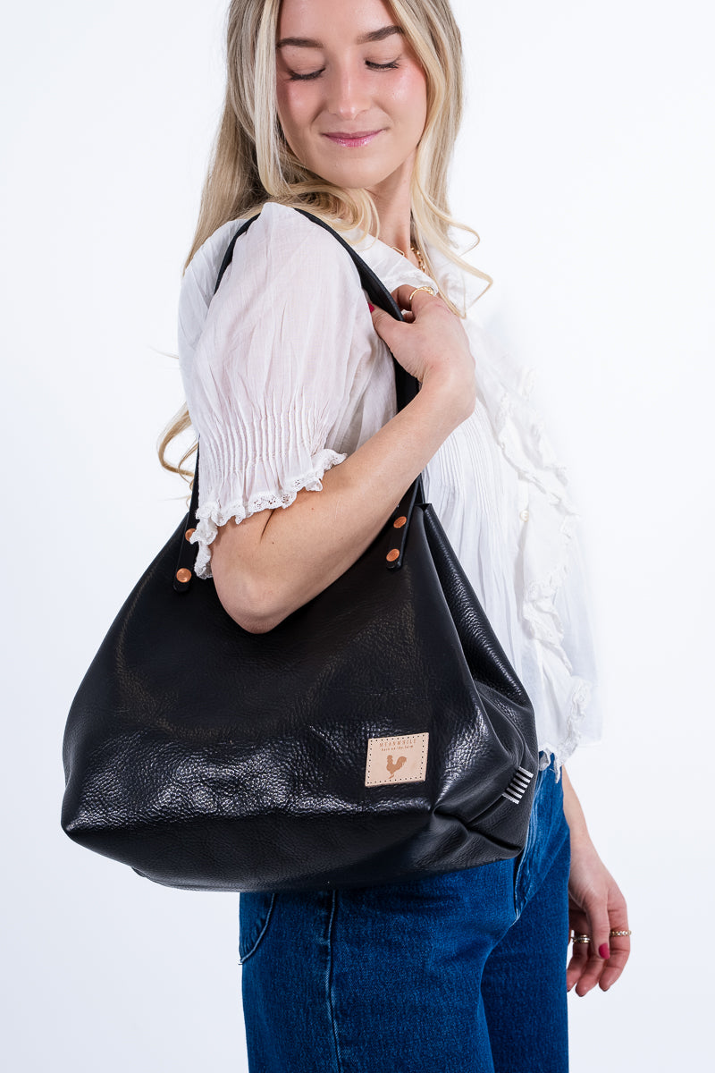 Black Luxe Leather Perfect Tote