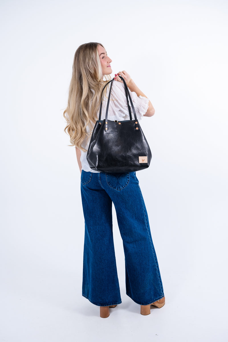 Black Luxe Leather Perfect Tote