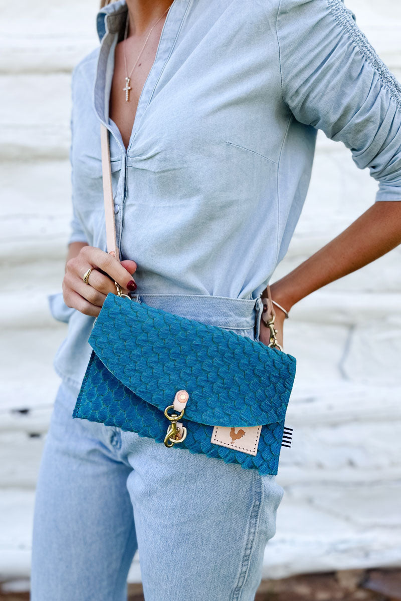 Limited Edition* Blue Scalloped Hair On Hide Envelope Clutch