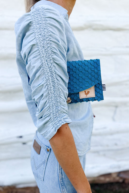 Limited Edition* Blue Scalloped Hair On Hide Envelope Clutch