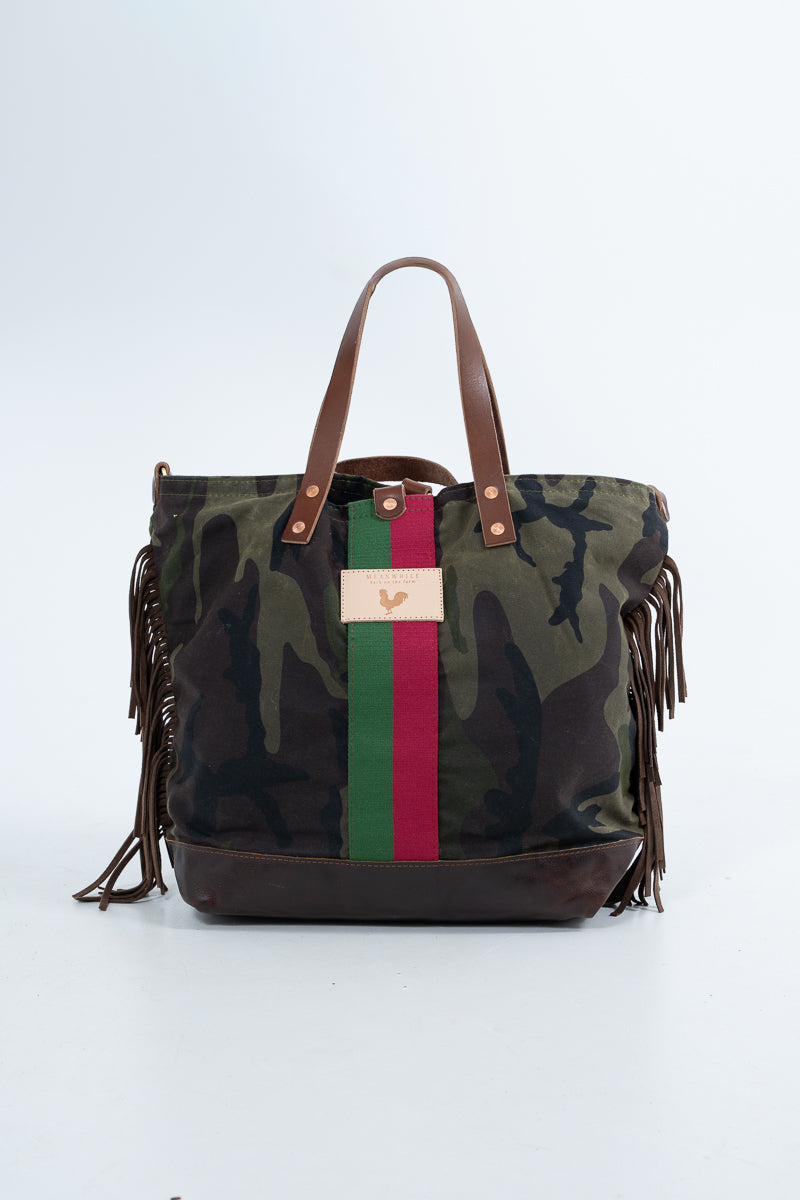 Limited Edition* Camouflage Wax Canvas Adventure Tote with Fringe