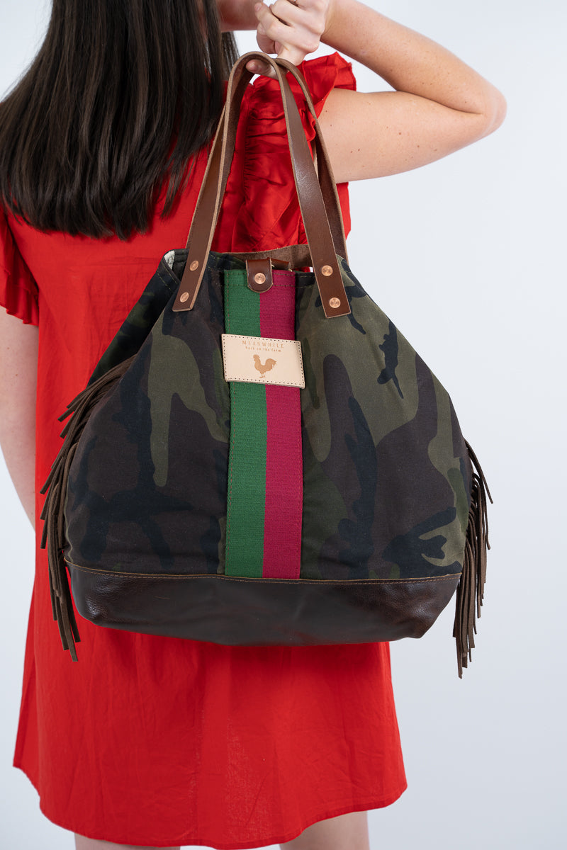 Limited Edition* Camouflage Wax Canvas Adventure Tote with Fringe