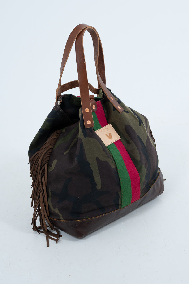 Limited Edition* Camouflage Wax Canvas Adventure Tote with Fringe