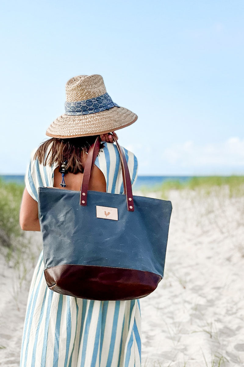 Slate Blue Waxed Canvas Adventure Tote