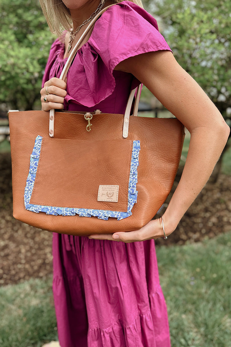 Annie's Finds Limited Edition: Saddle Leather Perfect Tote with Ruffle Pocket