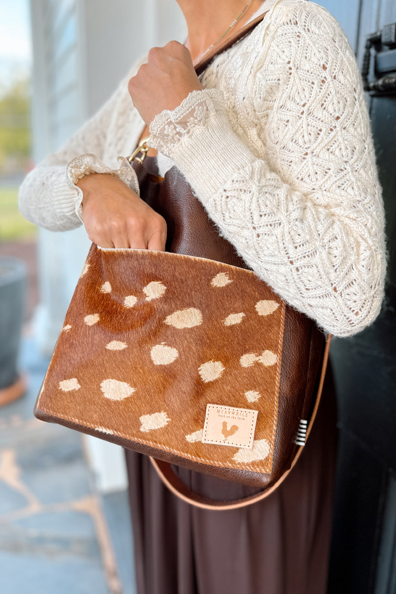 バッグ bryceland's Deerskin Crossbody Bag Spotted Cow Hide Leather Carryall & Crossbody | Cowhide Crossbody