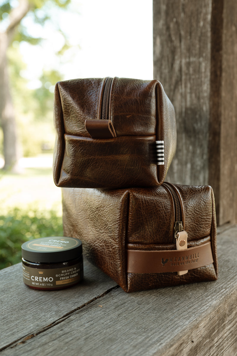 Mocha Tuscan Leather Dopp Kit