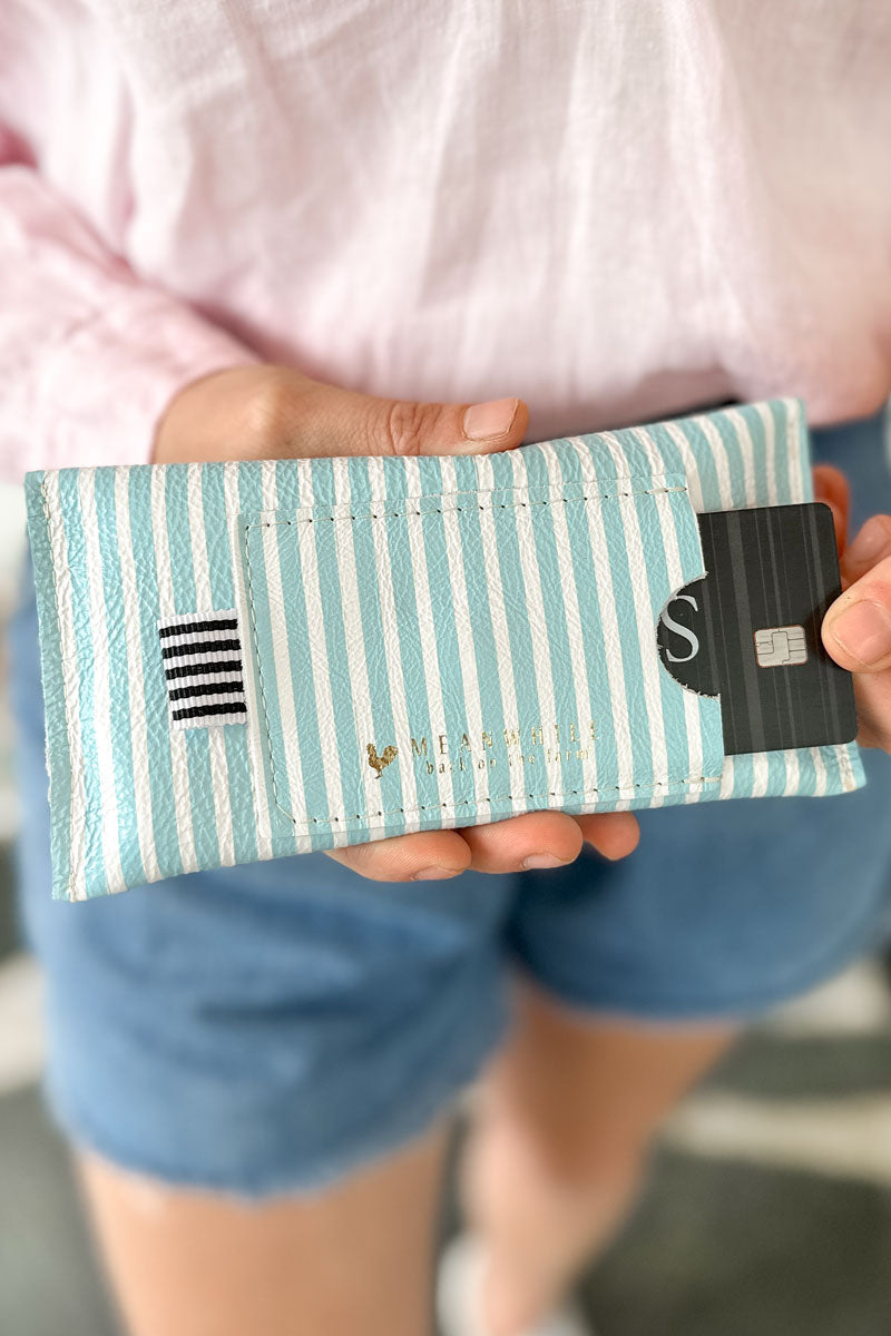 Limited Edition: Blue & White Striped Leather Envelope Wallet