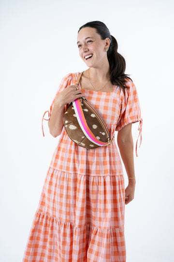 Limited Edition* Spotted Cow Hide Fanny Bag with Webbing