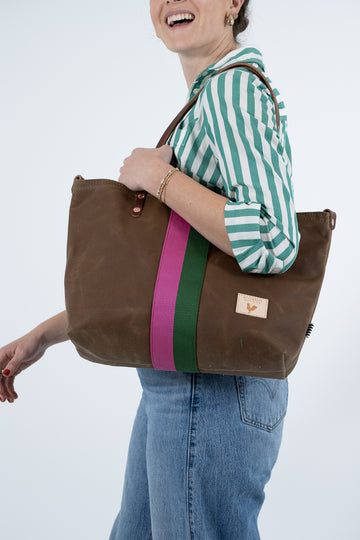 Limited Edition* Field Tan Waxed Canvas Perfect Tote with Webbing