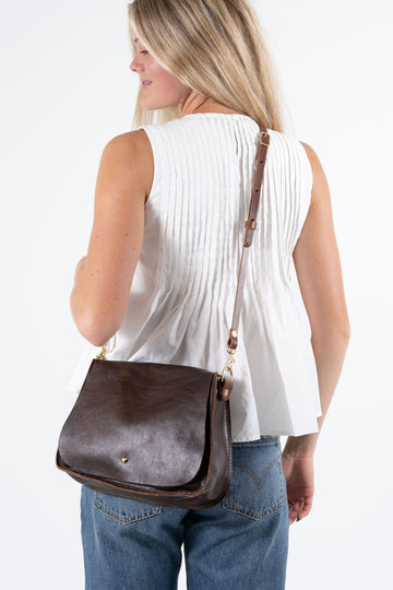 Mocha Tuscan Leather Saddle Bag
