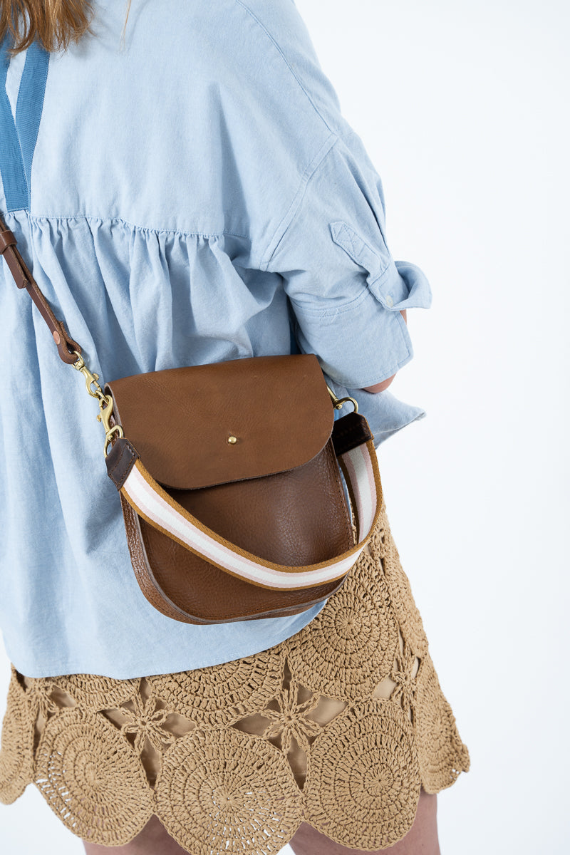 Limited Edition* Mini Walnut Luxe Leather Saddle Bag