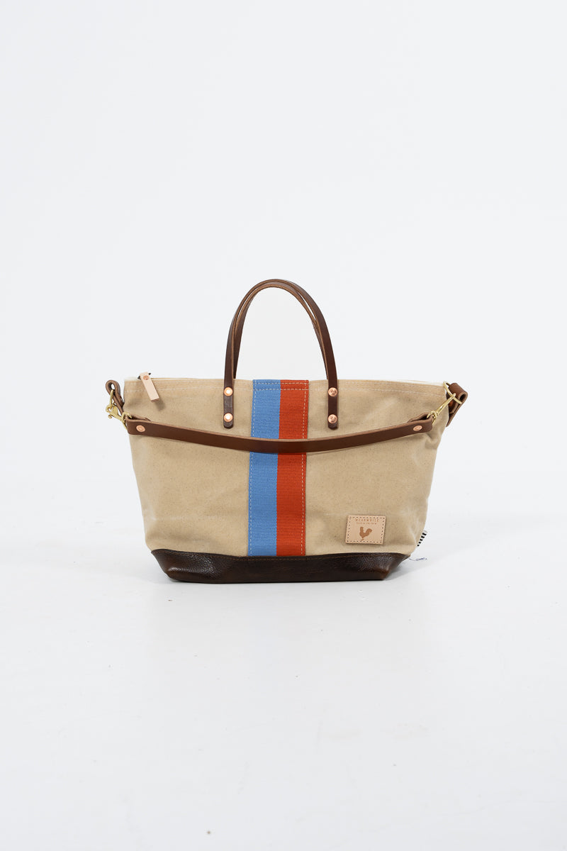 Limited Edition* Natural Waxed Canvas Slouch Hobo with Blue & Orange Webbing