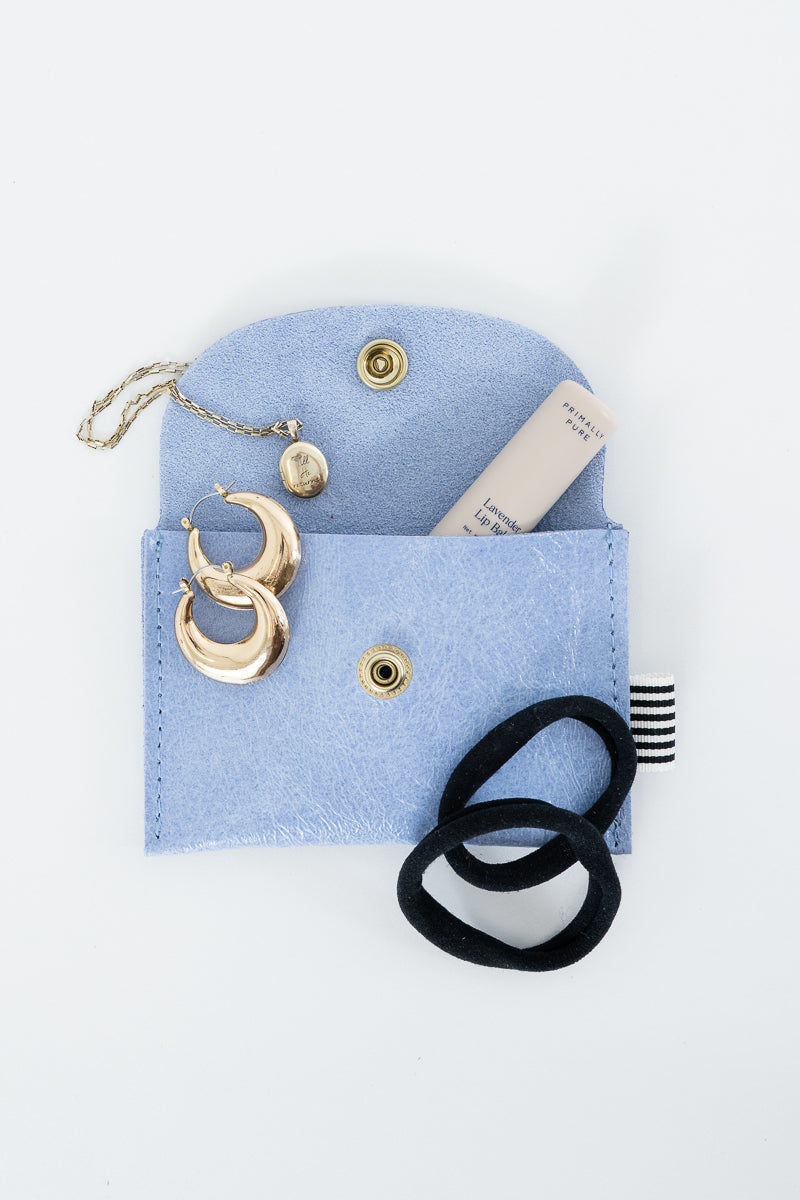 Limited Edition* Cloud Blue Leather Snap Pouch