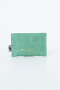 Green snap pouch with Meanwhile brand logo