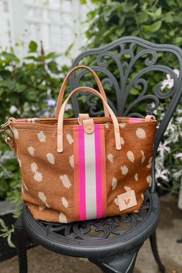 Limited Edition* Spotted Leather Handtote with Webbing