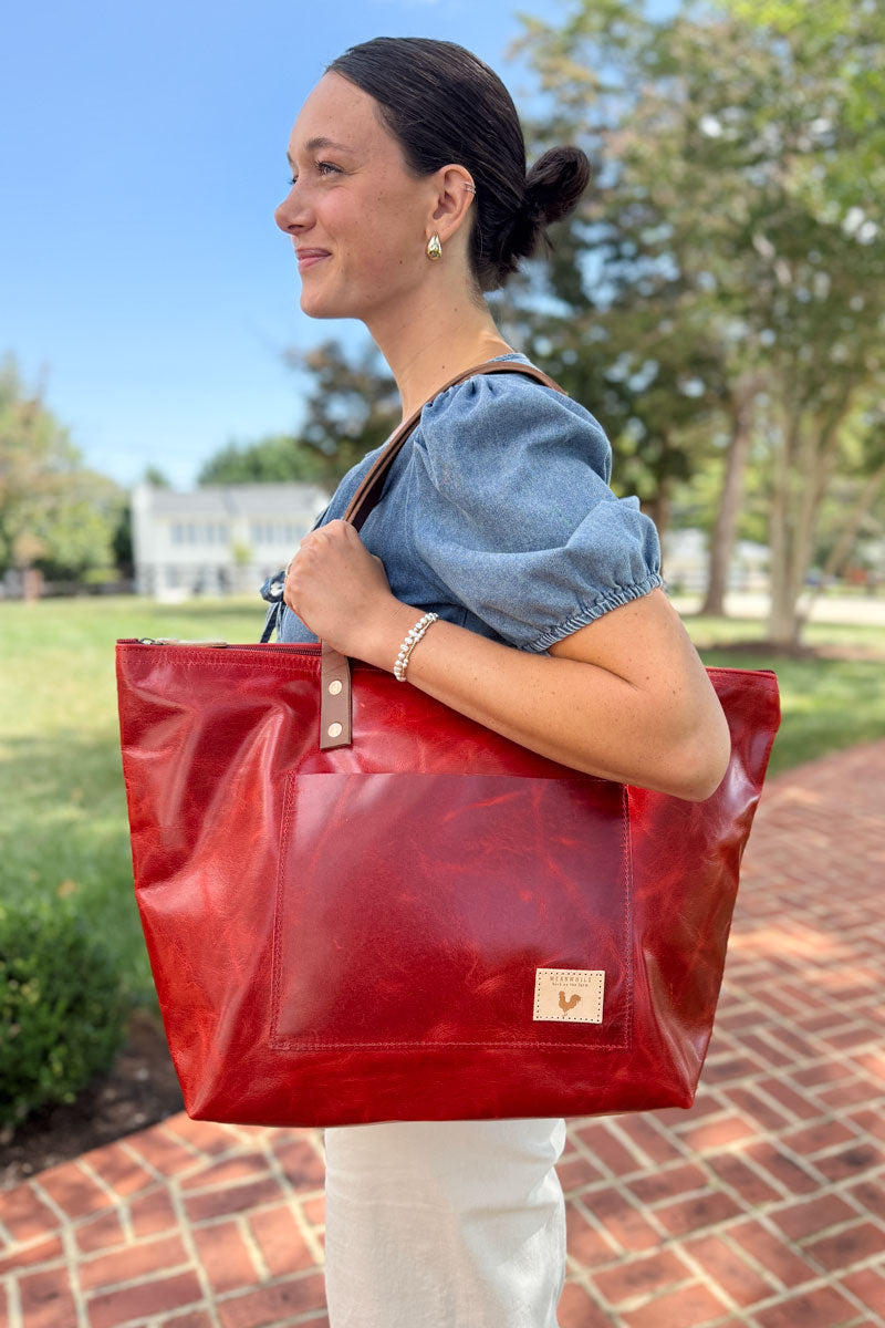 Limited Edition* Tomato Red Leather Travel Tote