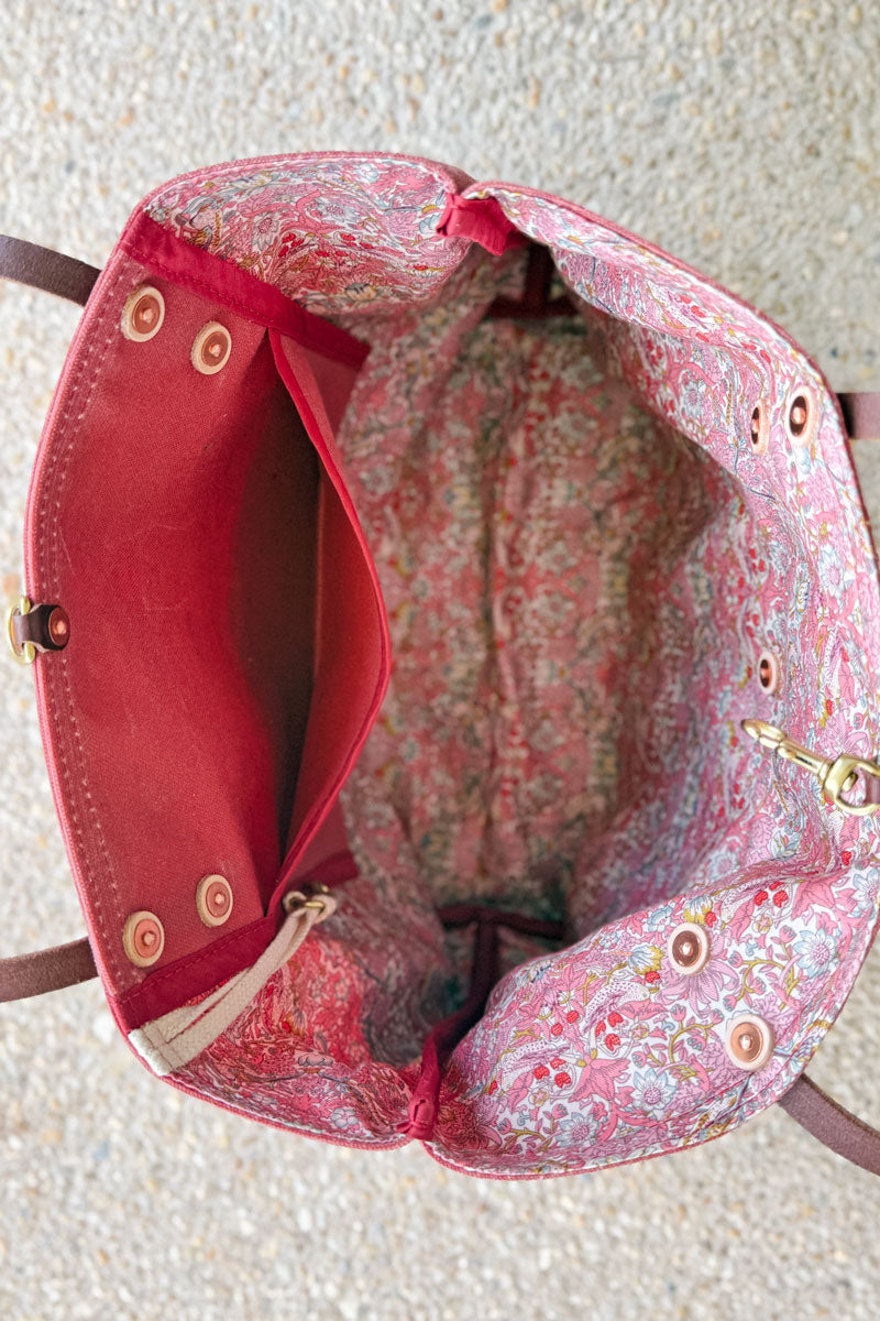 Nantucket Waxed Canvas Utility Tote | Red Canvas Tote