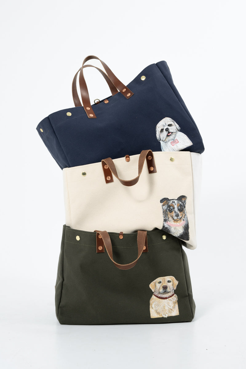 Limited Edition* Pet Portrait XL Canvas Snap Tote