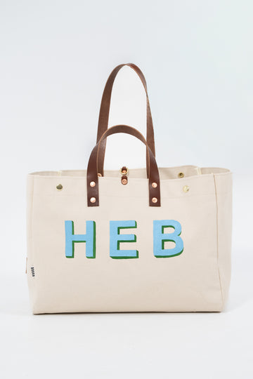 Limited Edition* Hand-Painted Natural XL Canvas Snap Tote