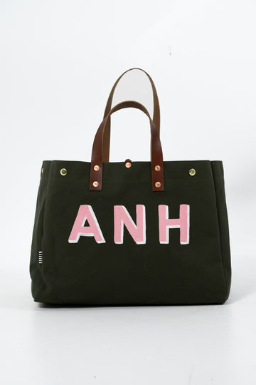 Limited Edition* Hand Painted Olive XL Canvas Snap Tote