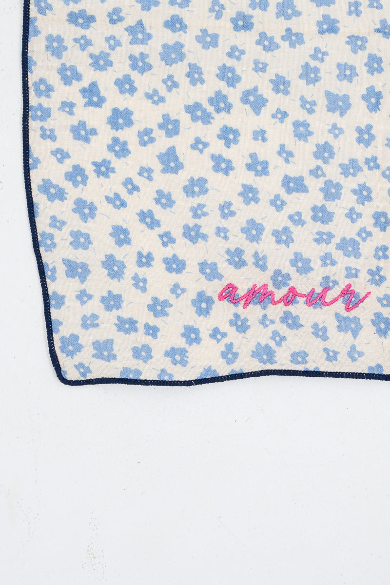 *Amour Embroidered* Blue Petite Floral Scarf
