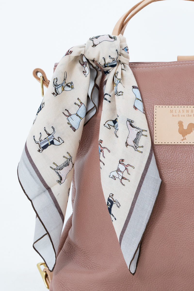 Printed Bag Scarf with Horse Pattern