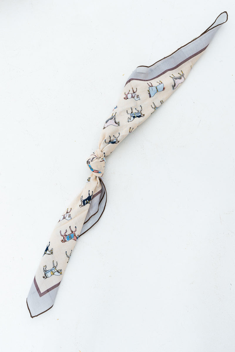 Printed Bag Scarf with Horse Pattern