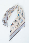 Printed Bag Scarf with Horse Pattern
