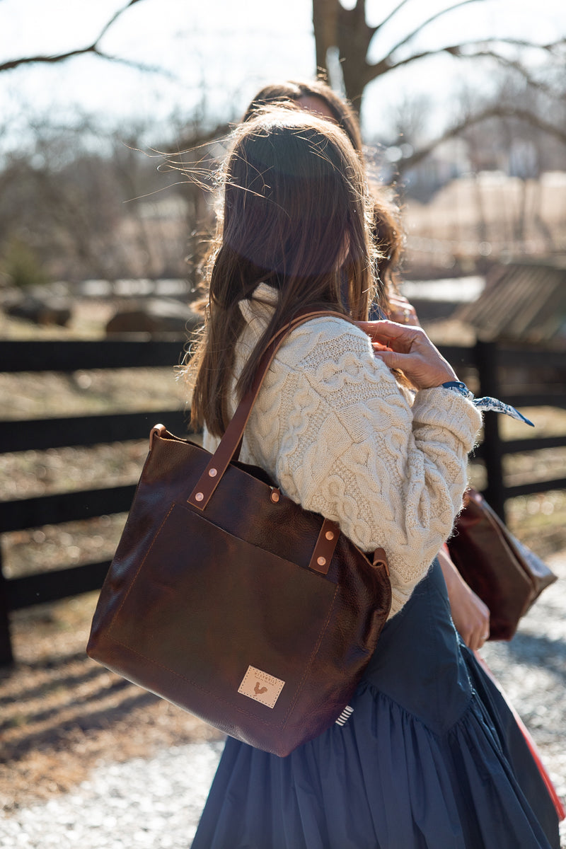 Mocha Tuscan Leather Signature Tote