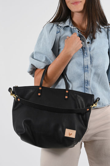 Harness Black Leather Slouch Hobo