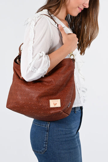 Sorrel Brown Woven Leather Slouch Hobo