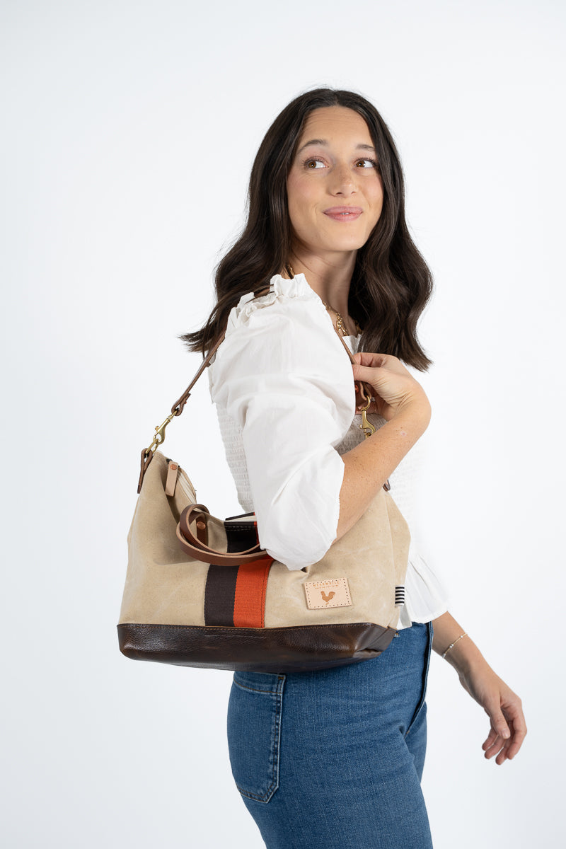 Limited Edition* Natural Wax Canvas Slouch Hobo with Webbing