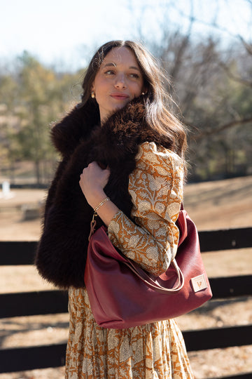 Ruby Leather Slouch Hobo