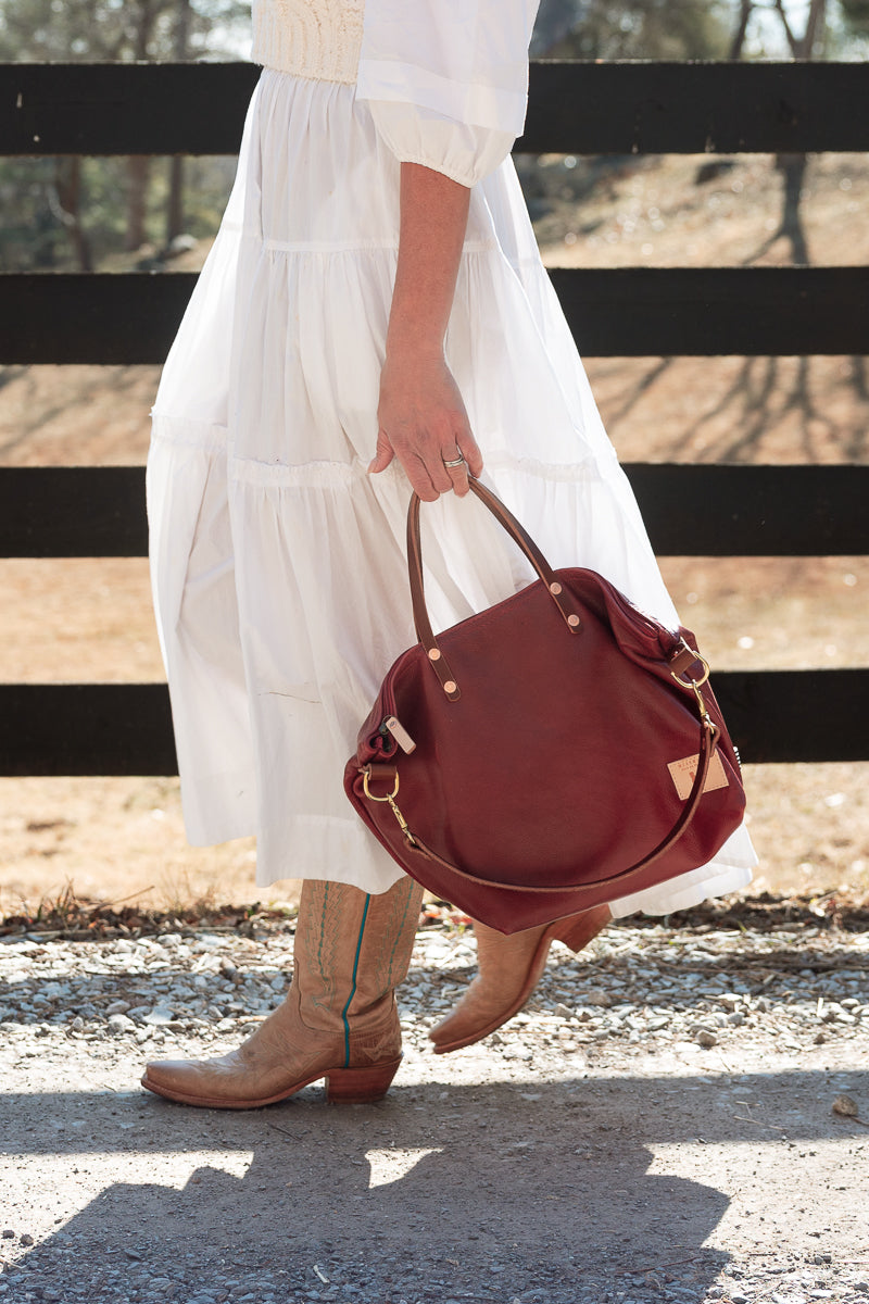 Ruby Leather Slouch Hobo