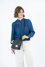 Black Leather Sling Bag