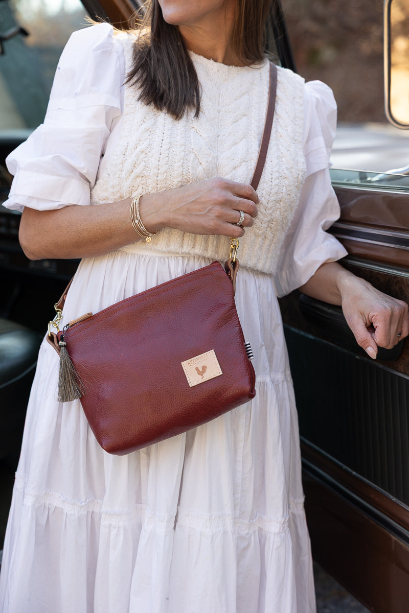 Ruby Red Leather Sling Bag