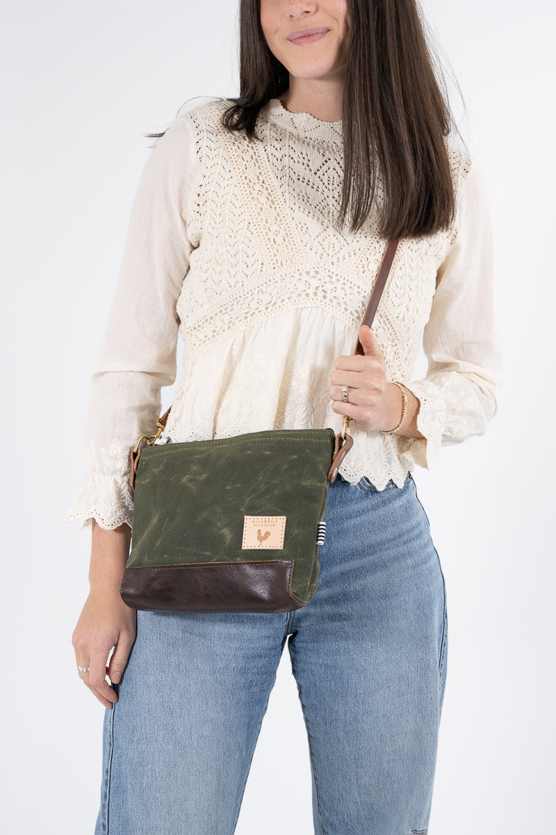 Olive Waxed Canvas Sling Bag