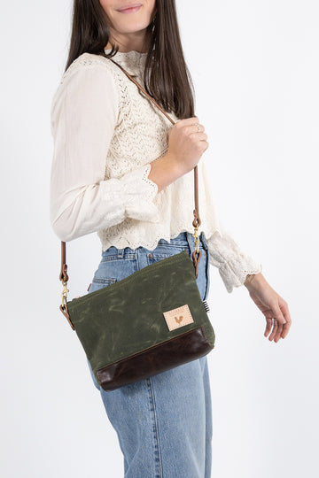 Olive Waxed Canvas Sling Bag