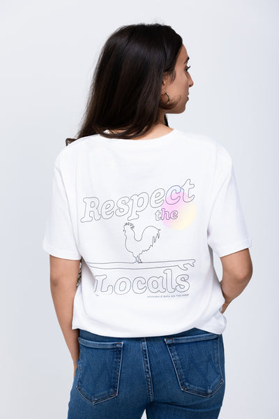 Respect the Locals White Short Sleeve Unisex Tee | White Farm Shirt
