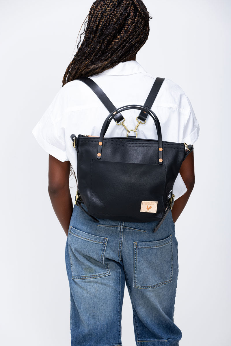 Harness Black Leather Small Tote