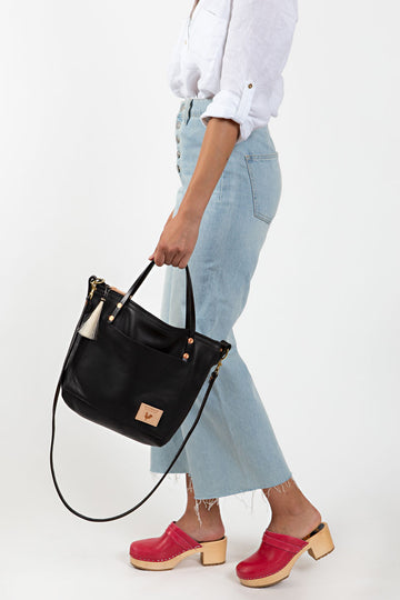 Harness Black Leather Small Tote