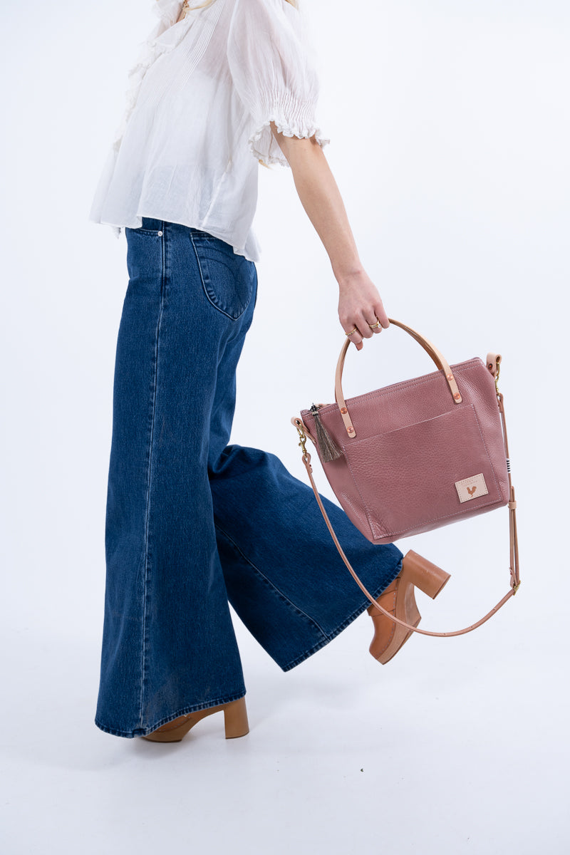 Handmade Rose Pink Leather Purse