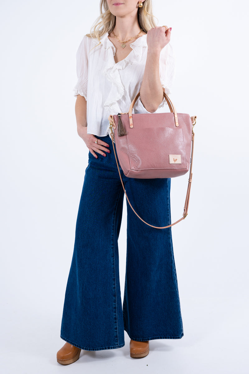 Handmade Rose Pink Leather Purse