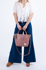 Mauve Leather Small Tote
