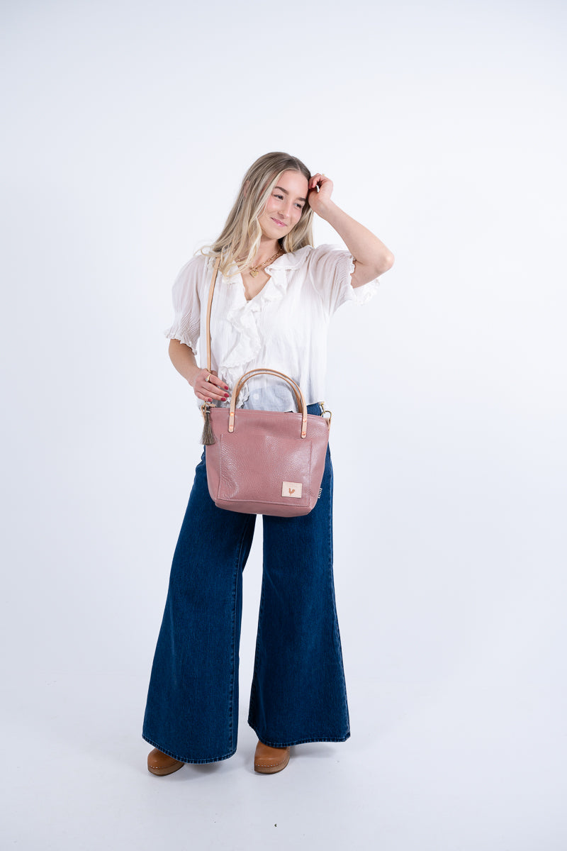 Handmade Rose Pink Leather Purse