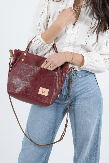 Ruby Leather Small Tote