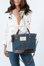 Slate Blue Waxed Canvas Small Tote